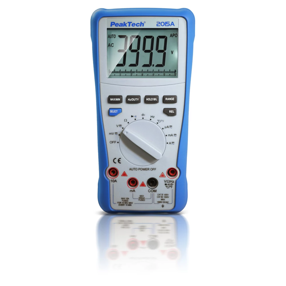 Peaktech 2015 A, Digitális multiméter, Pontosság: 0,5%, 1kV, 40MOhm, TrueRMS