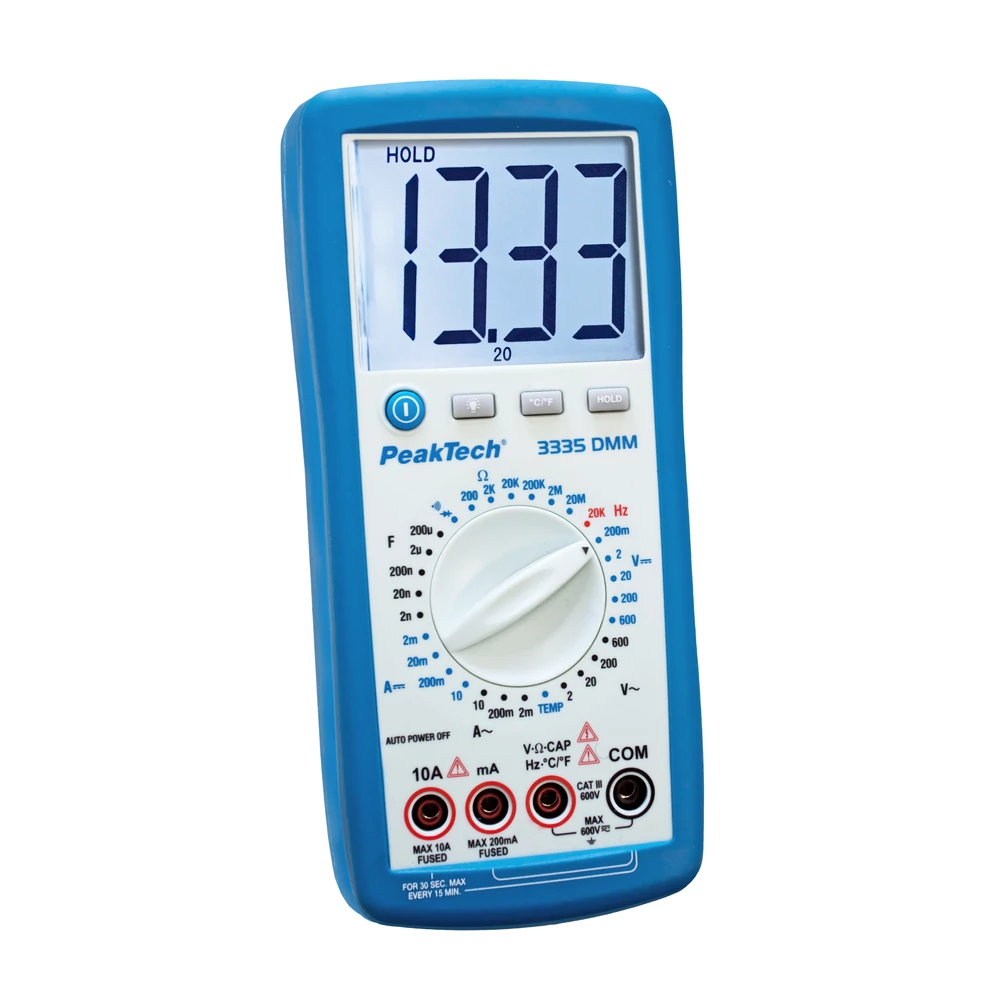 Peaktech 3335, Digitális multiméter, Pontosság: 0,5%, 600V, 20MOhm