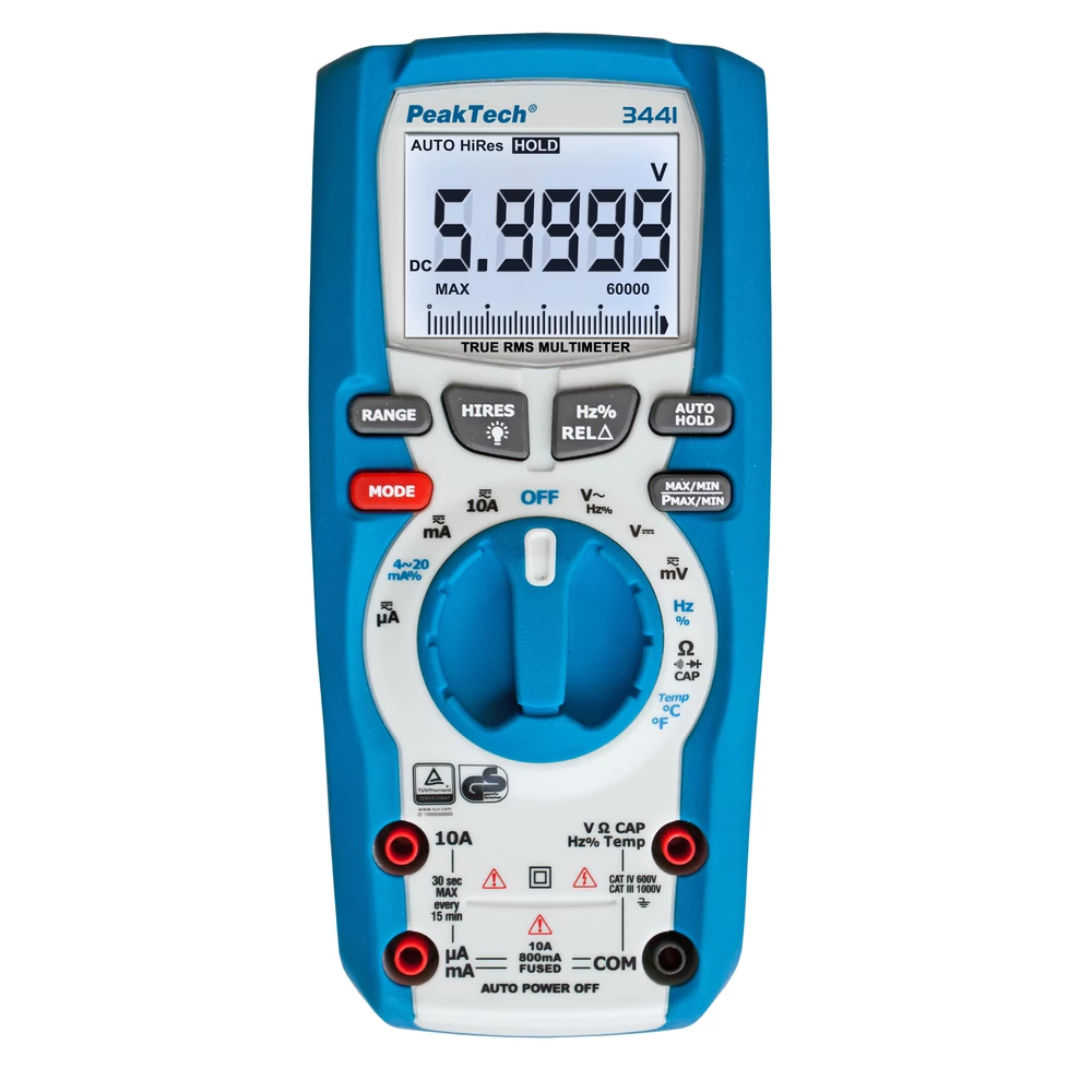 Peaktech 3441, Digitális multiméter, Pontosság: 0,9%, 1kV, 60MOhm, TrueRMS