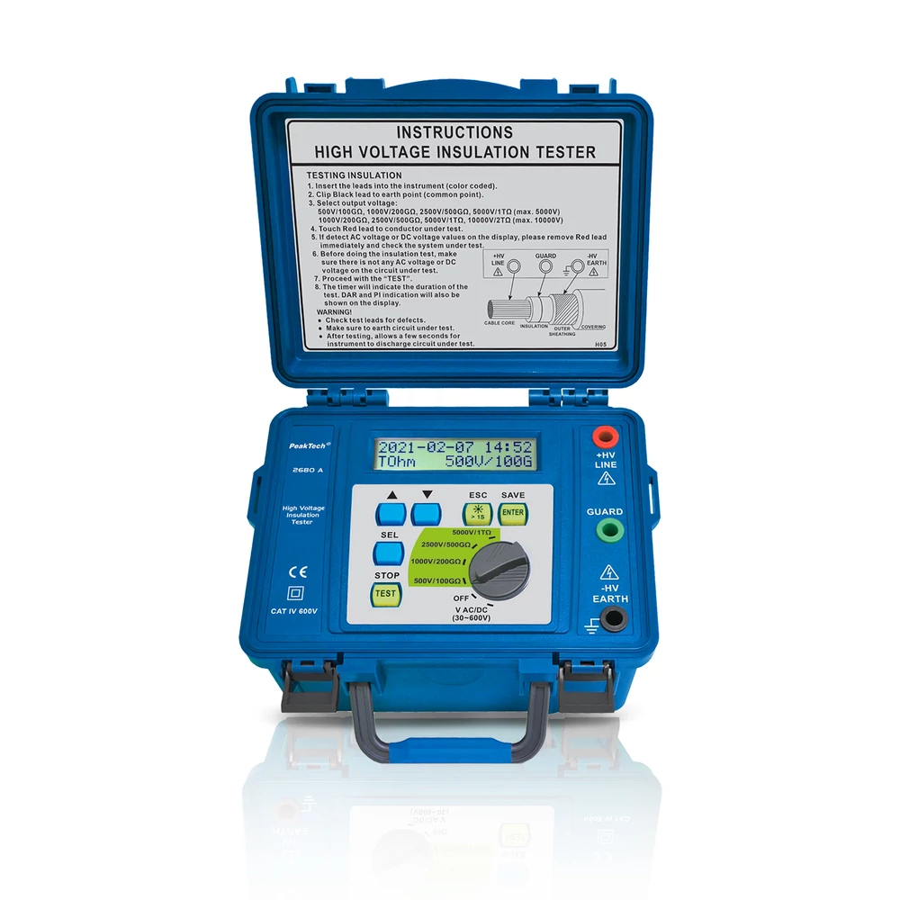 Peaktech 2680 A Szigetelési ellenállásmérő - 5 kV/1TΩ