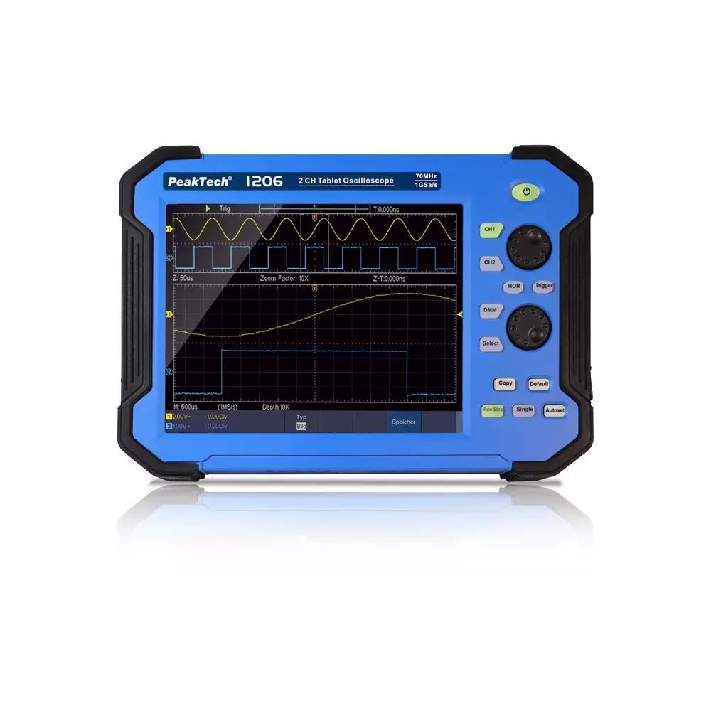 Peaktech 1206 - Tablet oszcilloszkóp - 70MHz/2CH, 1GS/s