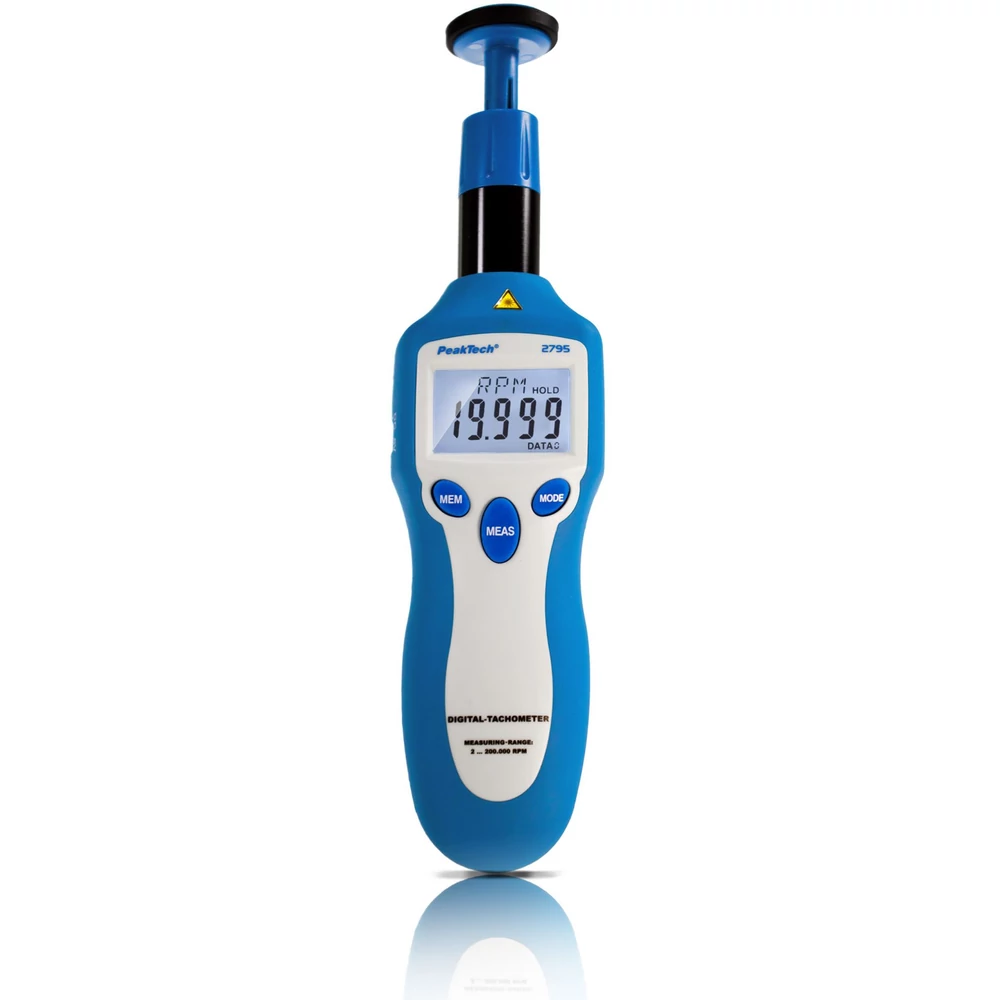 Peaktech 2795 - Optikai és kontakt fordulatszámmérő, 5 digit