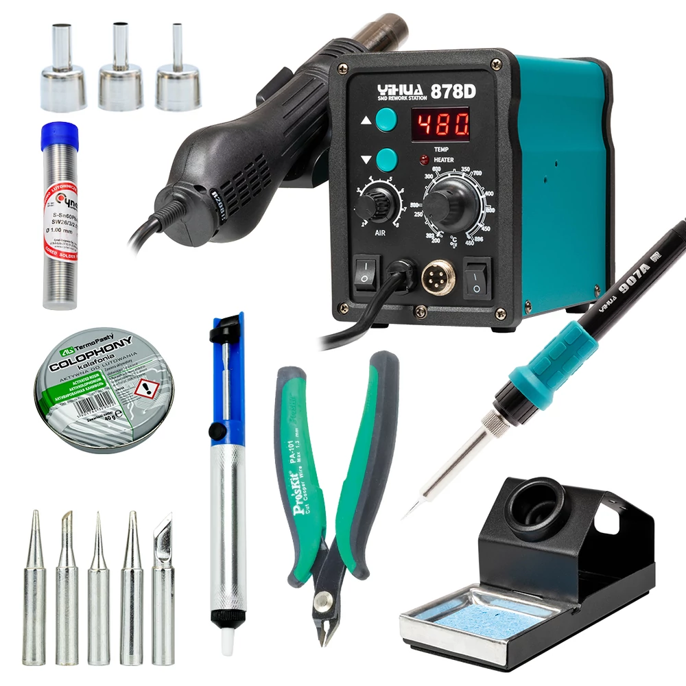 Yihua 878D KIT15 Forrasztóállomás készlet