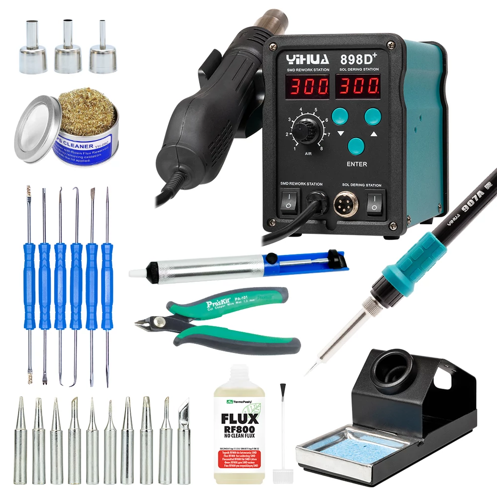 Yihua 898DP KIT8 Forrasztóállomás készlet