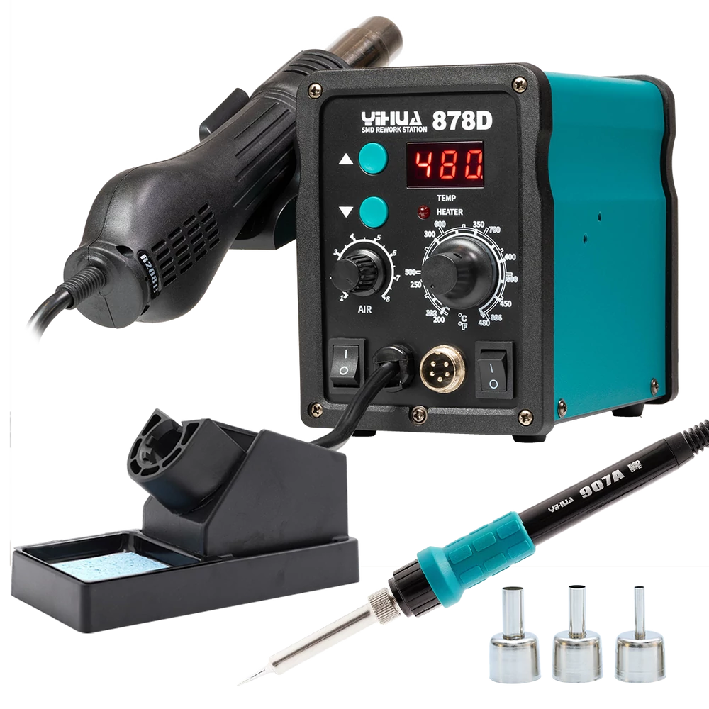 Yihua 878D 2 az 1-ben Forrólevegős forrasztóállomás 700W 100-450 °C