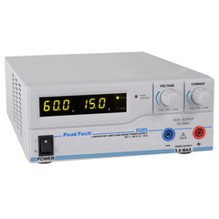 Peaktech 1585 - Kapcsolóüzemű labortápegység, 1 - 60 V / 0 - 15 A DC, USB