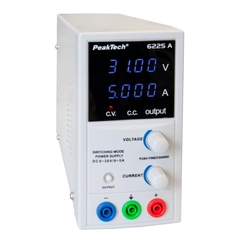 Peaktech 6225A - Laboratóriumi kapcsolóüzemű DC tápegység, 0 - 30 V / 0 - 5 A DC