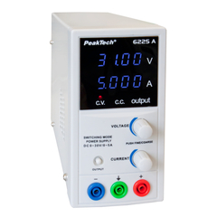 Peaktech 6225A - Laboratóriumi kapcsolóüzemű DC tápegység, 0 - 30 V / 0 - 5 A DC